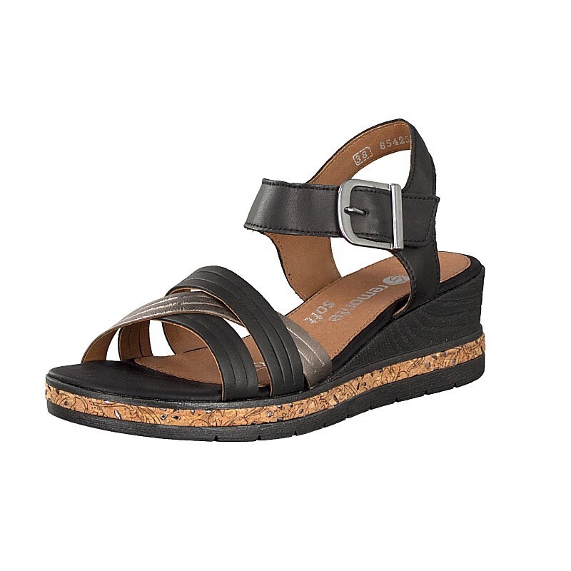 Damske Klinové Sandále Rieker D3057-01, Čierne